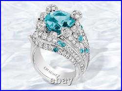 925 Sterling Silver Rings CZ Order Now? Aqua Blue Round Women ADASTRA JEWELRY