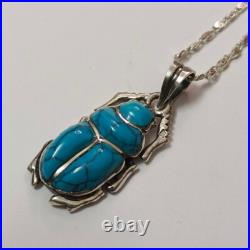 925 Sterling Silver Scarab Pendant with Turquoise Stone Handmade Jewelry 925 Sterling Silver Scarab Pendant with Turquoise Stone Handmade Jewelry