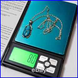 925 Sterling Silver Scarab Pendant with Turquoise Stone Handmade Jewelry 925 Sterling Silver Scarab Pendant with Turquoise Stone Handmade Jewelry