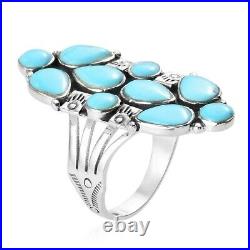 925 Sterling Silver Sleeping Beauty Turquoise Cluster Ring Gift Size 9 Ct 4.2