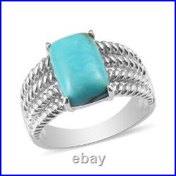 925 Sterling Silver Sleeping Beauty Turquoise Solitaire Ring Gift Size 8 Ct 4.4
