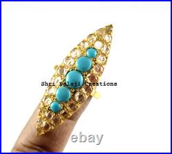 925 Sterling Silver Turquoise & Crystal Gemstone Designer Ring Jewelry