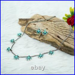 925 Sterling Silver Turquoise Jewelry Set Handmade Boho Earrings & Necklace