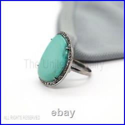 925 Sterling Silver Turquoise Ring Jewelry, Diamond Finger Ring, Turquoise silver