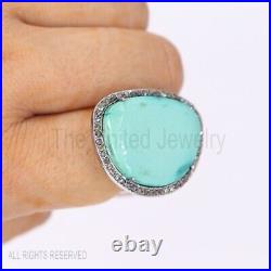 925 Sterling Silver Turquoise Ring Jewelry, Diamond Finger Ring, Turquoise silver