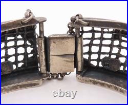 925 Sterling Silver Vintage Bracelet AMIR PORAN Net Cutout Turquoise BT10831