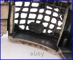 925 Sterling Silver Vintage Bracelet AMIR PORAN Net Cutout Turquoise BT10831