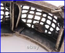 925 Sterling Silver Vintage Bracelet AMIR PORAN Net Cutout Turquoise BT10831