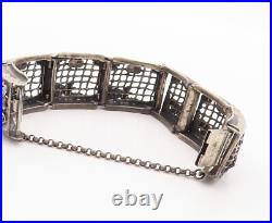 925 Sterling Silver Vintage Bracelet AMIR PORAN Net Cutout Turquoise BT10831