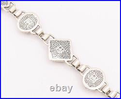 925 Sterling Silver Vintage Bracelet Southwestern Roped 2 Tone Turquoise BT10374