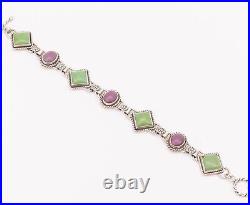 925 Sterling Silver Vintage Bracelet Southwestern Roped 2 Tone Turquoise BT10374
