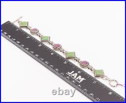 925 Sterling Silver Vintage Bracelet Southwestern Roped 2 Tone Turquoise BT10374