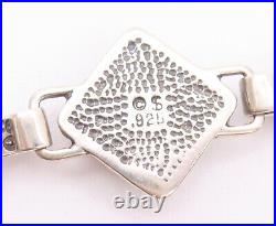 925 Sterling Silver Vintage Bracelet Southwestern Roped 2 Tone Turquoise BT10374