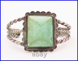 925 Sterling Silver Vintage Bracelet Southwestern Twisted Rope Turquoise BT10362