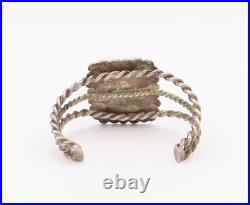 925 Sterling Silver Vintage Bracelet Southwestern Twisted Rope Turquoise BT10362