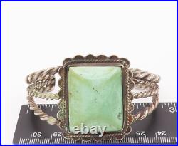 925 Sterling Silver Vintage Bracelet Southwestern Twisted Rope Turquoise BT10362