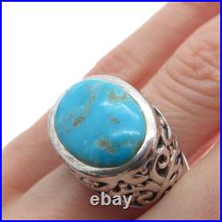 925 Sterling Silver Vintage Real Lone Mountain Turquoise Ornate Ring Size 8 925 Sterling Silver Vintage Real Lone Mountain Turquoise Ornate Ring Size 8