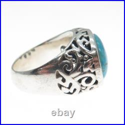 925 Sterling Silver Vintage Real Lone Mountain Turquoise Ornate Ring Size 8 925 Sterling Silver Vintage Real Lone Mountain Turquoise Ornate Ring Size 8
