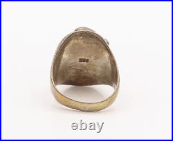925 Sterling Silver Vintage Ring ZUNI NAVAJO Antique Turquoise Sz 10.5 RG29141