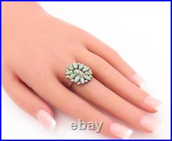 925 Sterling Silver Vintage Ring ZUNI NAVAJO Turquoise Flower Sz 7.5 RG29140