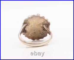 925 Sterling Silver Vintage Ring ZUNI NAVAJO Turquoise Flower Sz 7.5 RG29140