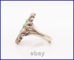 925 Sterling Silver Vintage Ring ZUNI NAVAJO Turquoise Flower Sz 7.5 RG29140