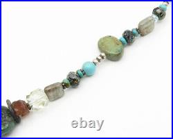 925 Sterling Silver Vintage Turquoise & MultiStone Beaded Necklace NE2303