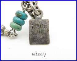 925 Sterling Silver Vintage Turquoise & MultiStone Beaded Necklace NE2303