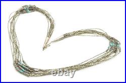 925 Sterling Silver Vintage Turquoise MultiStrand Chain Necklace NE2148