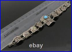 925 Sterling Silver Vintage Turquoise Swirl Spiral Chain Bracelet BT8929