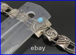 925 Sterling Silver Vintage Turquoise Swirl Spiral Chain Bracelet BT8929