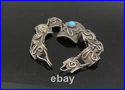 925 Sterling Silver Vintage Turquoise Swirl Spiral Chain Bracelet BT8929