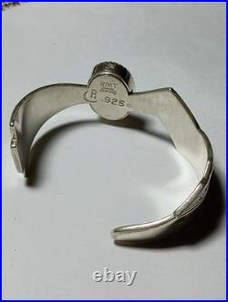 925 Sterling Silver Vntg Roderick Tenorio Morning Star Inlay Opn Cuff Bracelet