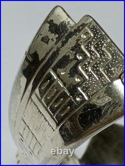 925 Sterling Silver Vntg Roderick Tenorio Morning Star Inlay Opn Cuff Bracelet