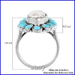 925 Sterling Silver White Buffalo Turquoise Halo Ring Jewelry Gift Size 8 Ct 10