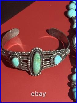 925/ Sterling Turquoise 5 Item Lot! Cuff Bracelet / Watch Pendant /Pin Earring