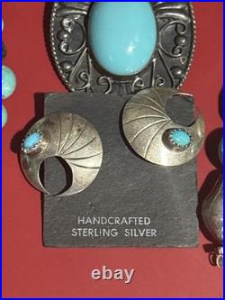 925/ Sterling Turquoise 5 Item Lot! Cuff Bracelet / Watch Pendant /Pin Earring