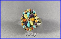 925 Turquoise MOP Coral Cluster Ring Size 12 Gemstone Southwestern