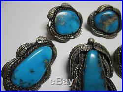 93g of Navajo Squash Blossom Necklace Parts-Sterling Silver/Turquoise-Southwest