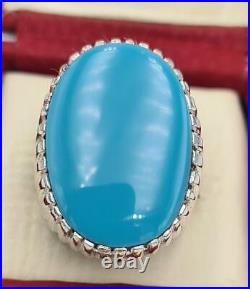 AAAA Turquoise Ring Sleeping Beauty jewelry sterling silver ring gift for him AAAA Turquoise Ring Sleeping Beauty jewelry sterling silver ring gift for him