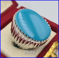 AAAA Turquoise Ring Sleeping Beauty jewelry sterling silver ring gift for him AAAA Turquoise Ring Sleeping Beauty jewelry sterling silver ring gift for him