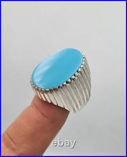 AAAA Turquoise Ring Sleeping Beauty jewelry sterling silver ring gift for him AAAA Turquoise Ring Sleeping Beauty jewelry sterling silver ring gift for him