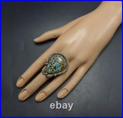 ABEL TOLEDO Navajo TURQUOISE with SPIDERWEB MATRIX Sterling Silver RING size 10 ABEL TOLEDO Navajo TURQUOISE with SPIDERWEB MATRIX Sterling Silver RING size 10