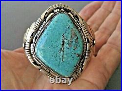 AL YAZZIE Native American Navajo Bird's Eye Turquoise Sterling Silver Bracelet