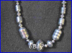 AMAZING TOMMY SINGER Sterling Silver & Turquoise Navajo Beads Necklace! Signed