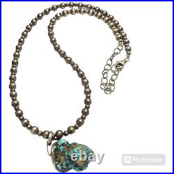 AMAZING VINTAGE NAVAJO Ithaca Peak TURQUOISE Nugget STERLING SILVER NECKLACE