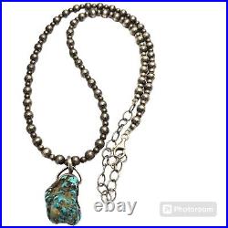 AMAZING VINTAGE NAVAJO Ithaca Peak TURQUOISE Nugget STERLING SILVER NECKLACE