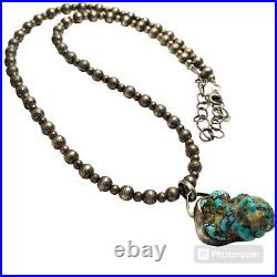 AMAZING VINTAGE NAVAJO Ithaca Peak TURQUOISE Nugget STERLING SILVER NECKLACE