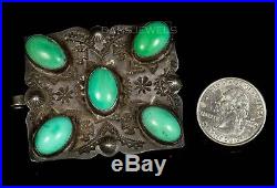 ANTIQUE! Fred Harvey Navajo Thunderbird Turquoise Sterling Silver Belt Buckle
