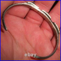 ANTIQUE NAVAJO STERLING SILVER TURQUOISE CONCHO FLAT TOP TRIANGLE BRACELET vafo ANTIQUE NAVAJO STERLING SILVER TURQUOISE CONCHO FLAT TOP TRIANGLE BRACELET vafo